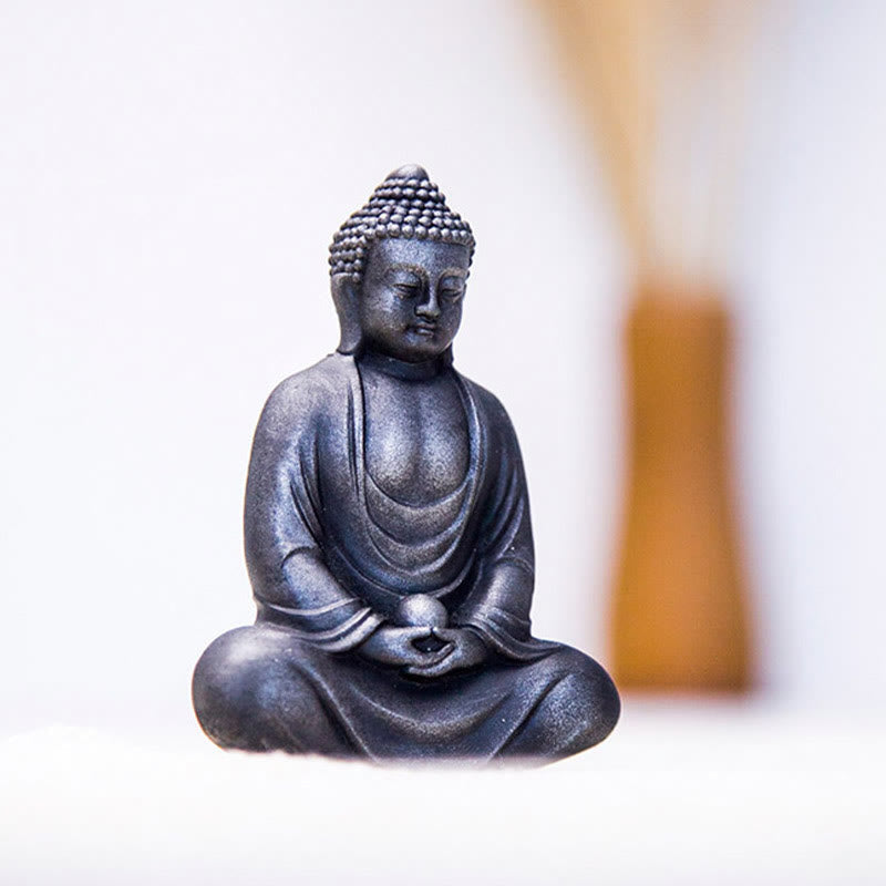 Tibetan Meditating Buddha Statue Iron Powder Resin Serenity Decor