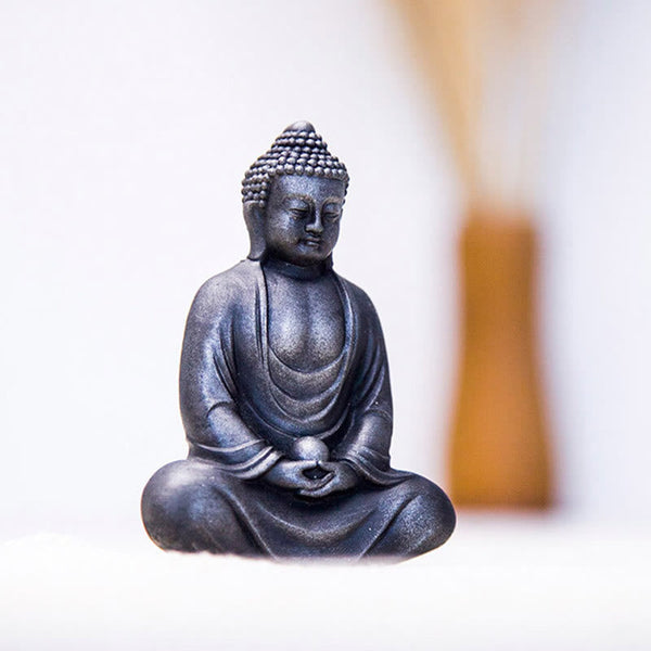 Tibetan Meditating Buddha Statue Iron Powder Resin