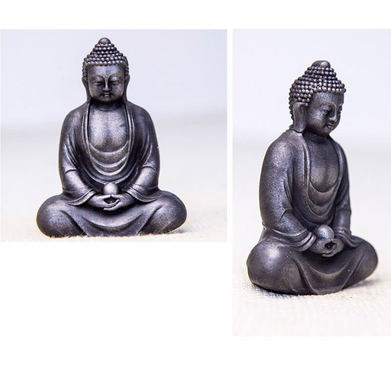 Tibetan Meditating Buddha Statue Iron Powder Resin Serenity Decor