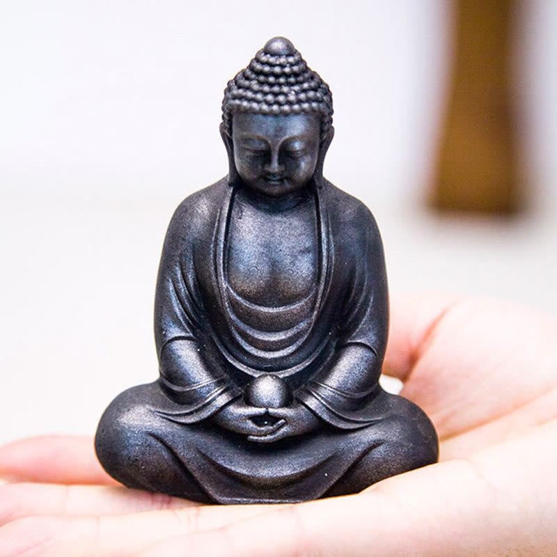 Tibetan Meditating Buddha Statue – traditional robe fold carved detail, tibetan buddha craft close-up