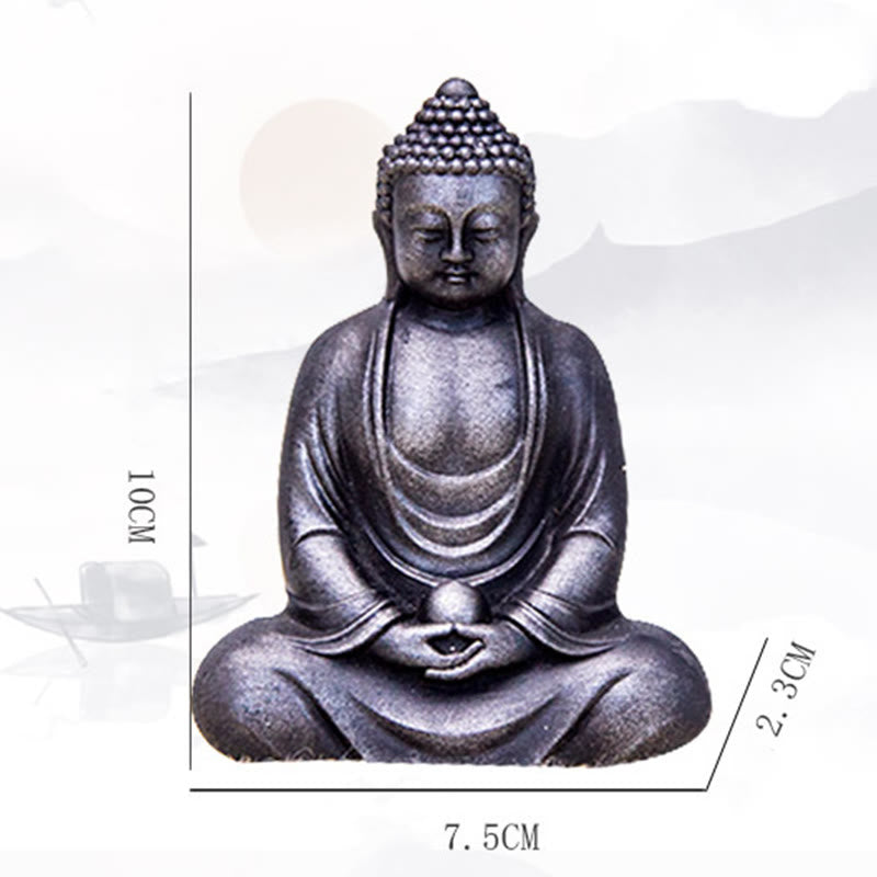 Tibetan Meditating Buddha Statue Iron Powder Resin Serenity Decor