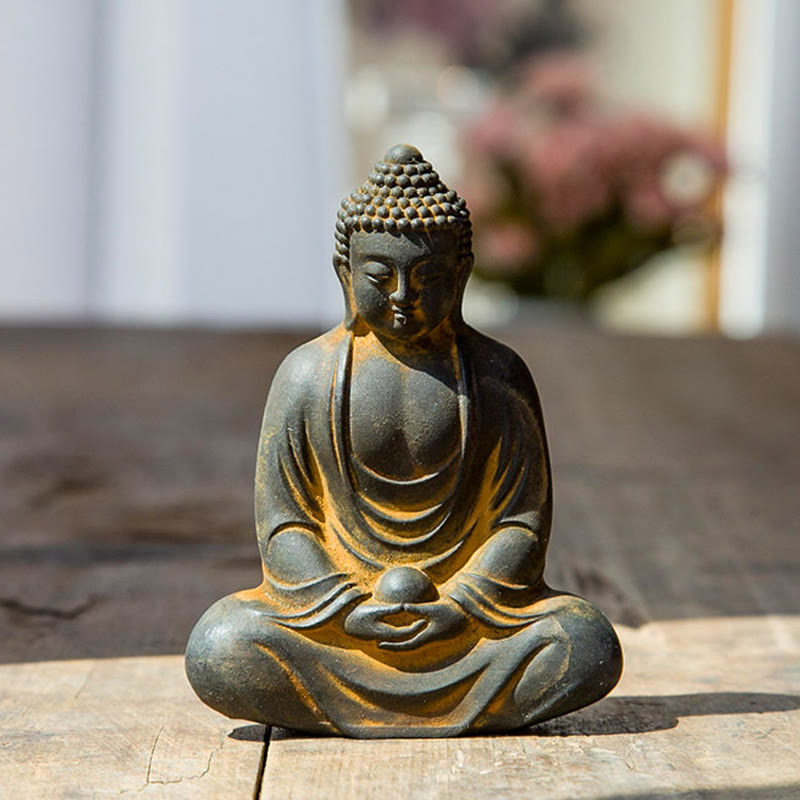 Tibetan Meditating Buddha Statue – serene tibetan buddha meditation posture, iron powder resin serenity decor
