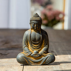 Tibetan Meditating Buddha Statue – serene tibetan buddha meditation posture, iron powder resin serenity decor