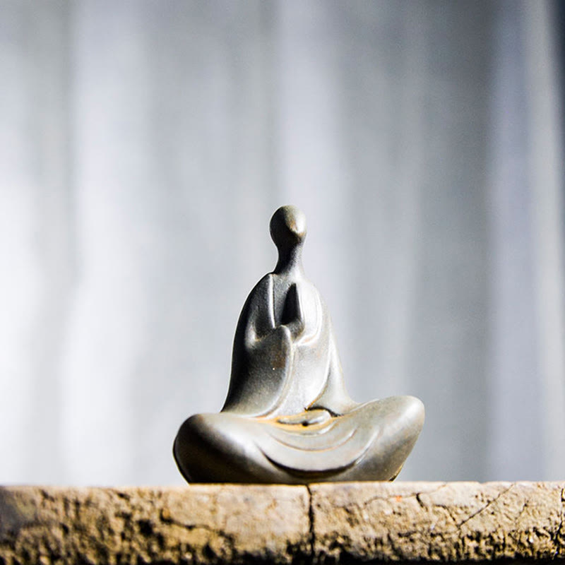 Tibetan Buddha Statue – side profile tibetan deity statue, iron powder resin spiritual art