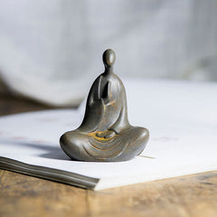 Tibetan Buddha Statue – rust cast resin detailed ornamentation, tibetan buddha texture detail