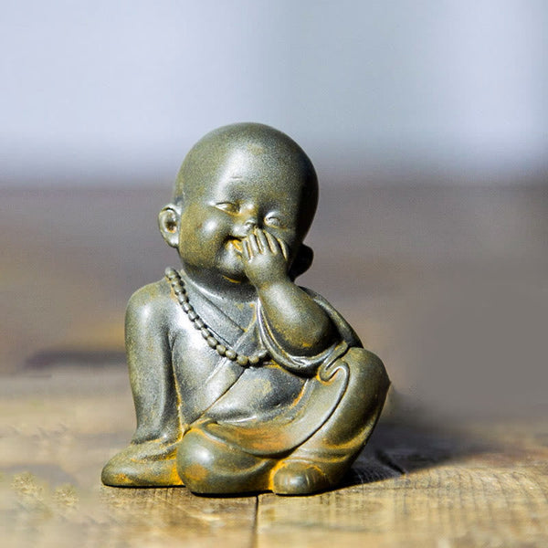 Small Meditating Monk Statue – eleven style variations monk figurines, iron powder resin desk decor