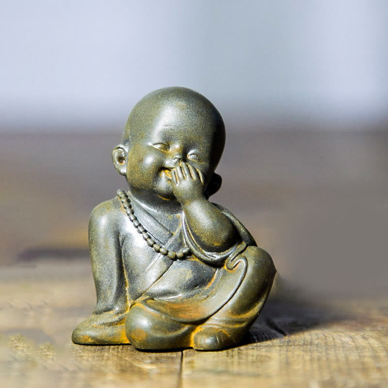 Small Meditating Monk Statue – eleven style variations monk figurines, iron powder resin desk decor