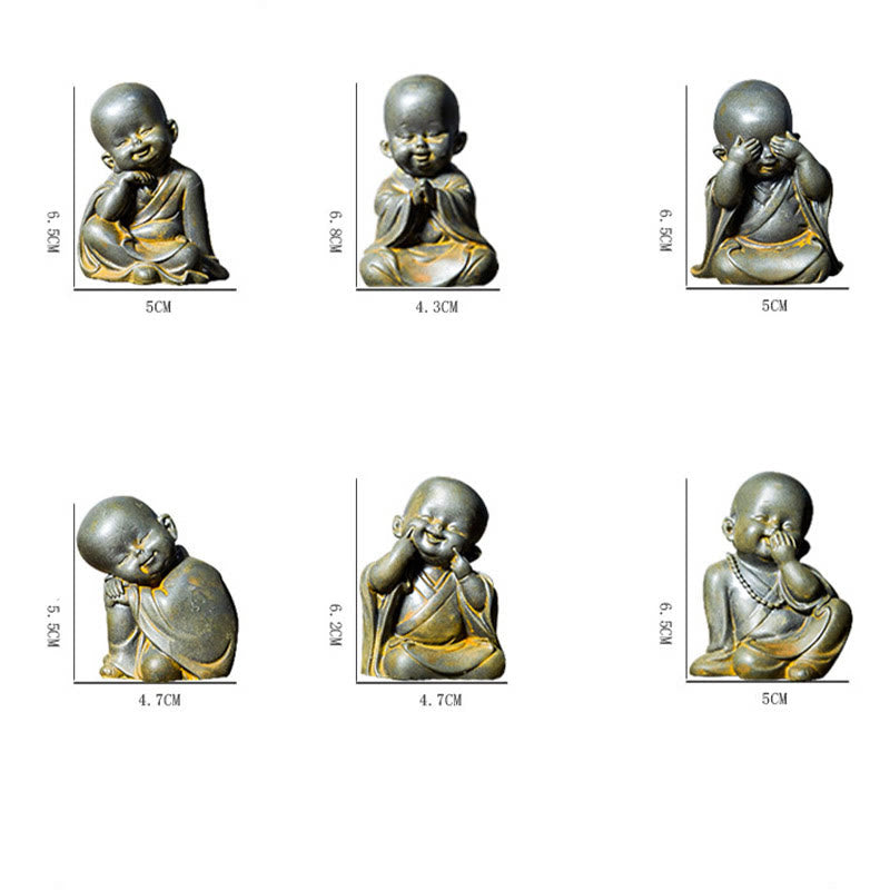Small Meditating Monk Statue – handcrafted miniature resin art piece, artisan small monk figure