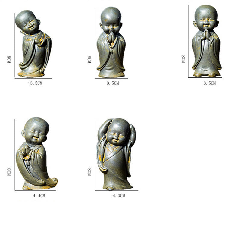 Small Meditating Monk Statue – calm energy small monk figurine, peaceful desk meditation accent