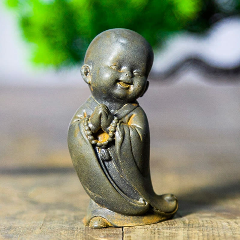 Small Meditating Monk Statue – base stability detail small figure, sturdy miniature monk sculpture