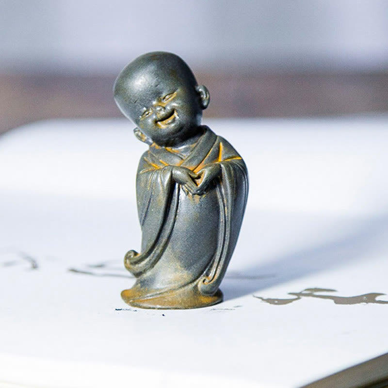 Small Meditating Monk Statue – nightstand meditation reminder decor, small monk bedroom accent