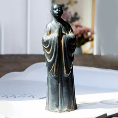 Meditating Praying Monk Statue Set – front view of praying monk figurines, meditation home accent set