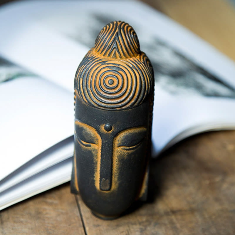Closed Eyes Meditating Buddha Statue – detailed texture of rust cast resin finish, unique buddha home accent