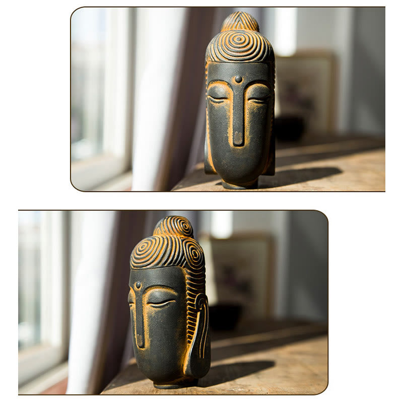 Closed Eyes Meditating Buddha Statue – handcrafted iron powder texture finish, artisan buddha home sculpture