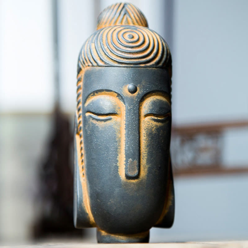 Closed Eyes Meditating Buddha Statue – compact size perfect for desk corner, spiritual meditation reminder