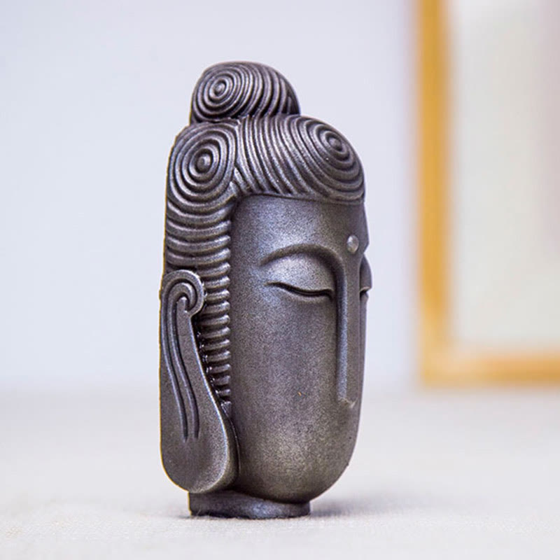 Closed Eyes Meditating Buddha Statue – natural patina rustic buddha art, iron powder spiritual home accent