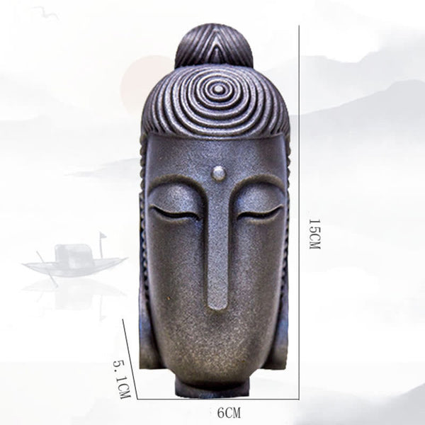 Closed Eyes Meditating Buddha Statue Iron Powder Resin