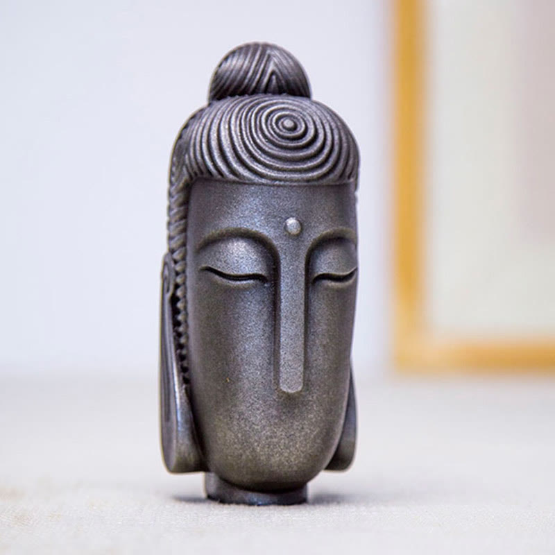 Closed Eyes Meditating Buddha Statue – iron powder color variation detail, unique texture art piece