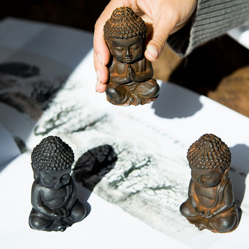 Small Sakyamuni Statue – front centered view for compact home shrine meditation focus