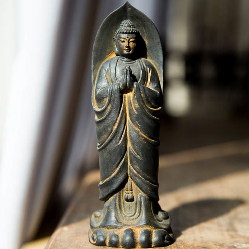 Sakyamuni Namaste Statue – dimension chart showing height for living room entry display