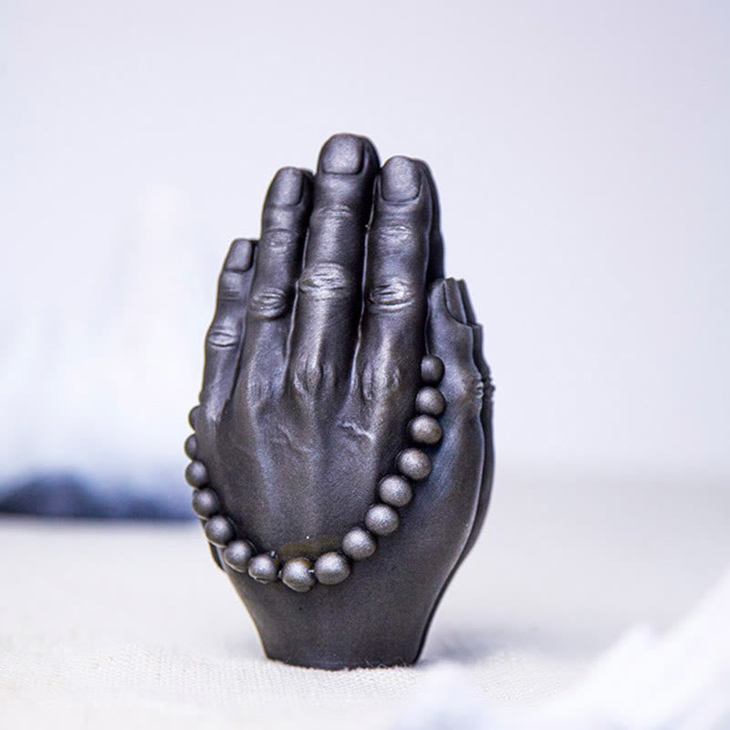 Buddha Hand Namaste Statue – statue held by person demonstrating weight and hand scale