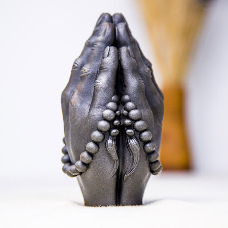Buddha Hand Namaste Statue – statue in gift box with tissue paper for housewarming