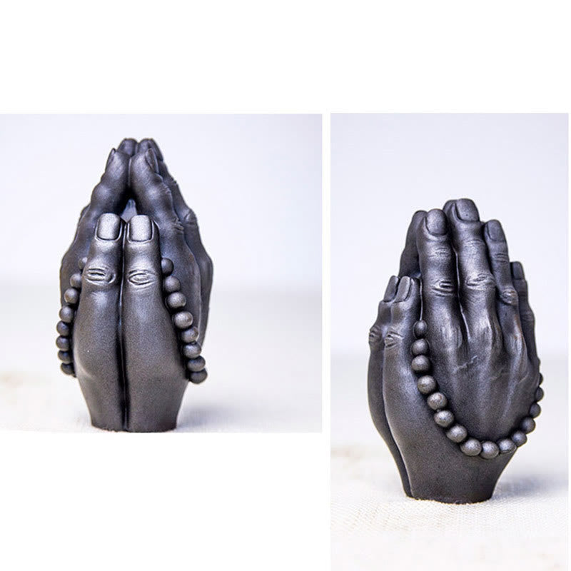 Buddha Hand Namaste Statue – front centered view for greeting and mindfulness home decor