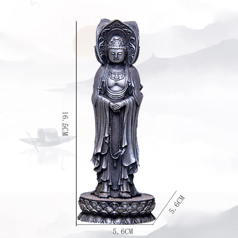 Statue de Kwan Yin Avalokiteshvara à trois faces en résine – Décor d'autel de bureau