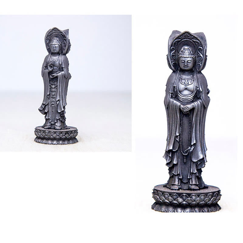 Three-Sided Kwan Yin Statue – front panoramic view for desk shrine and home blessing