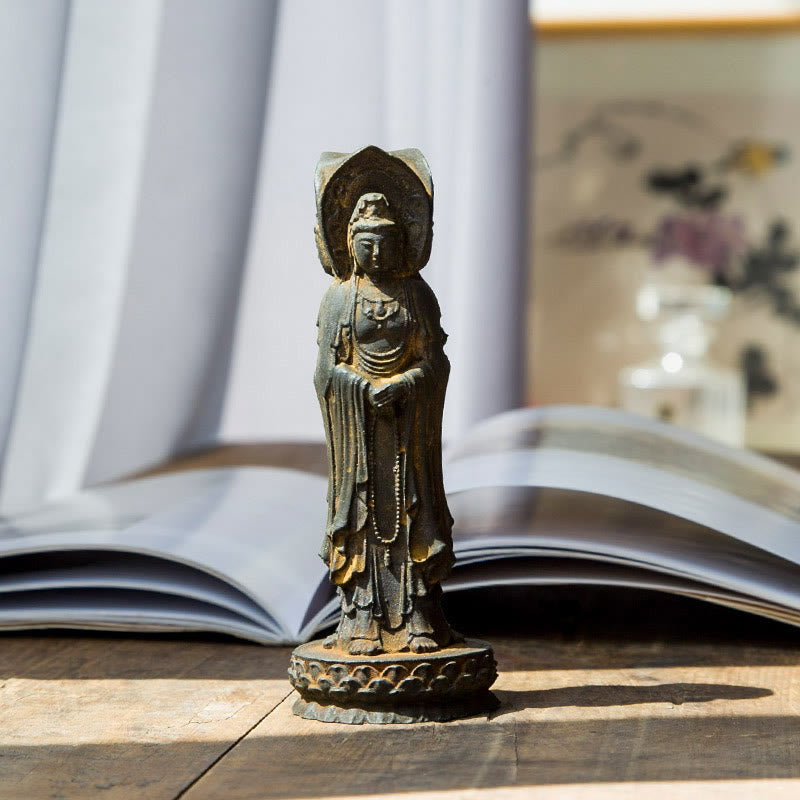 Three-Sided Kwan Yin Statue – size dimensions for desk shelf and small altar placement