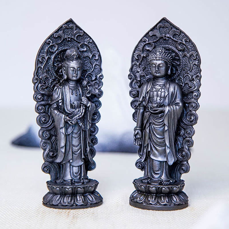 Amitabha Guanyin Mahasthamaprapta Resin Statue Trio Altar Decor