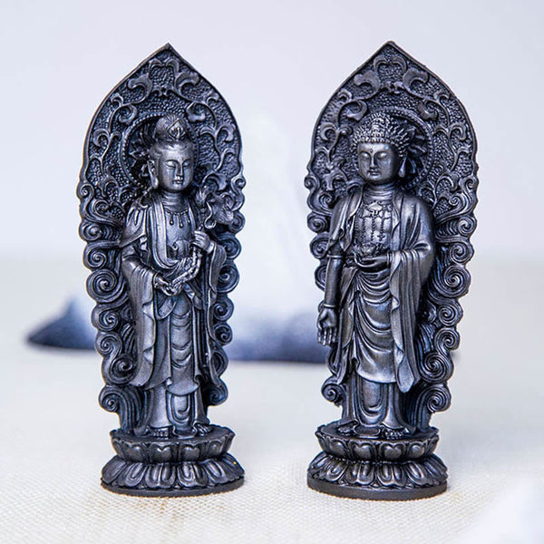 Amitabha Guanyin Mahasthamaprapta Resin Statue Trio