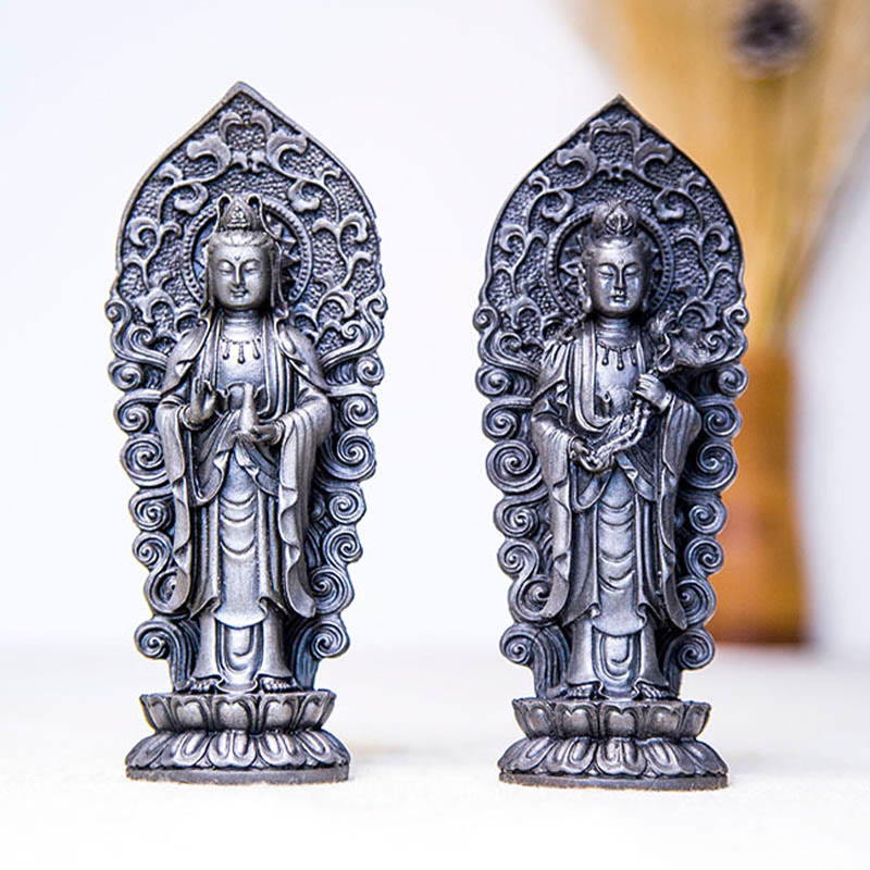 Amitabha Guanyin Mahasthamaprapta Resin Statue Trio Altar Decor