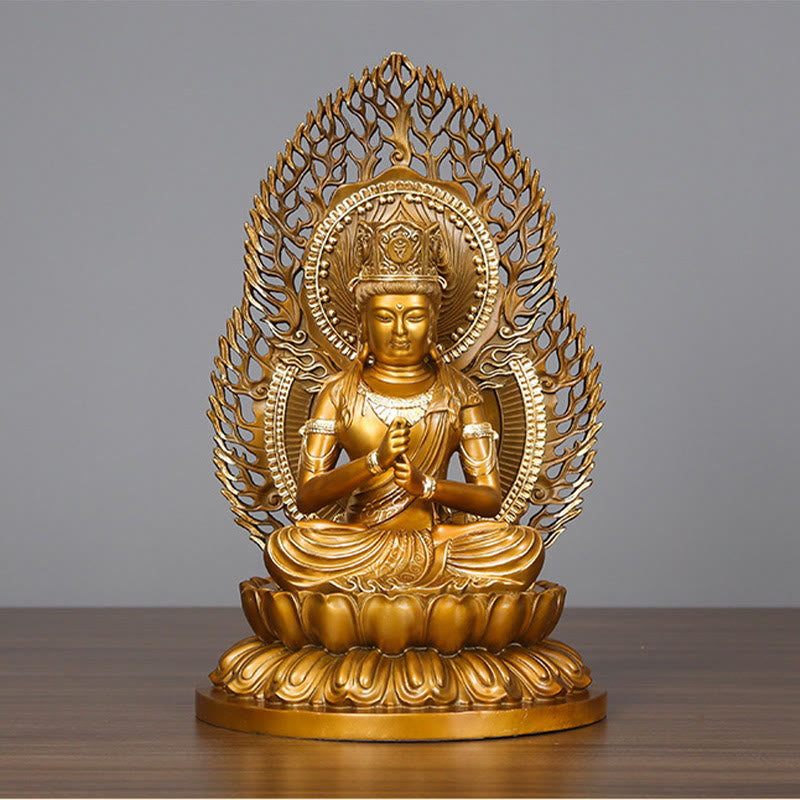 Tathagata Buddha Statue – statue cupped in palms showing portable devotional size and weight