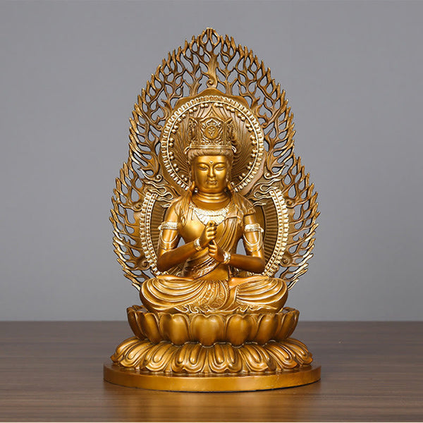 Tathagata Buddha Statue – statue cupped in palms showing portable devotional size and weight