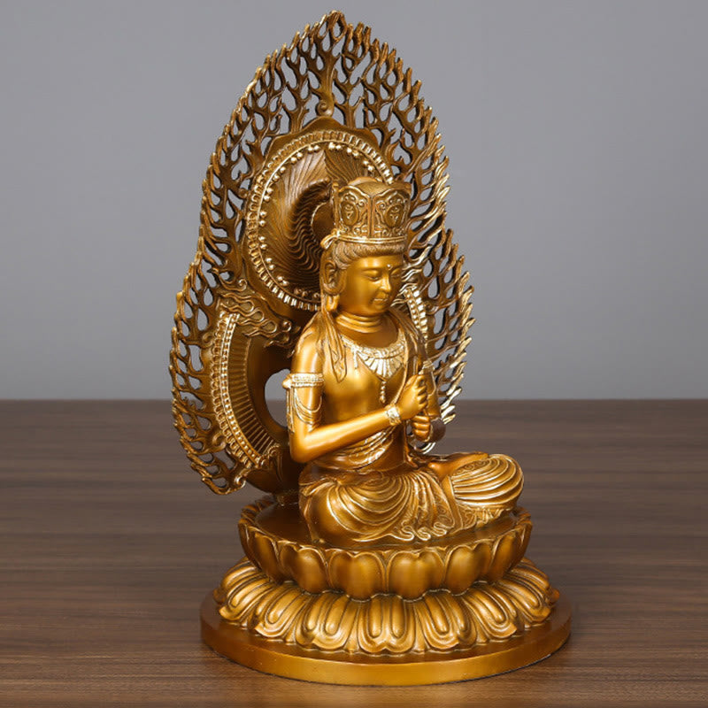 Tathagata Buddha Statue – three-quarter view showing serene expression and ornate earlobes