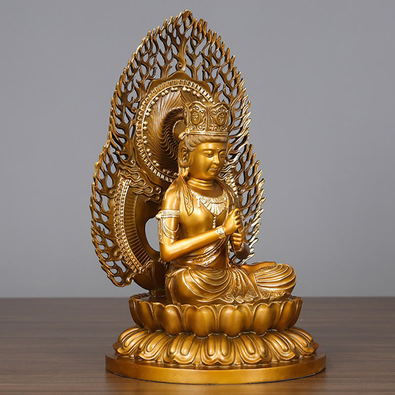 Tathagata Buddha Statue – close-up of peaceful face with half-closed eyes and gentle smile