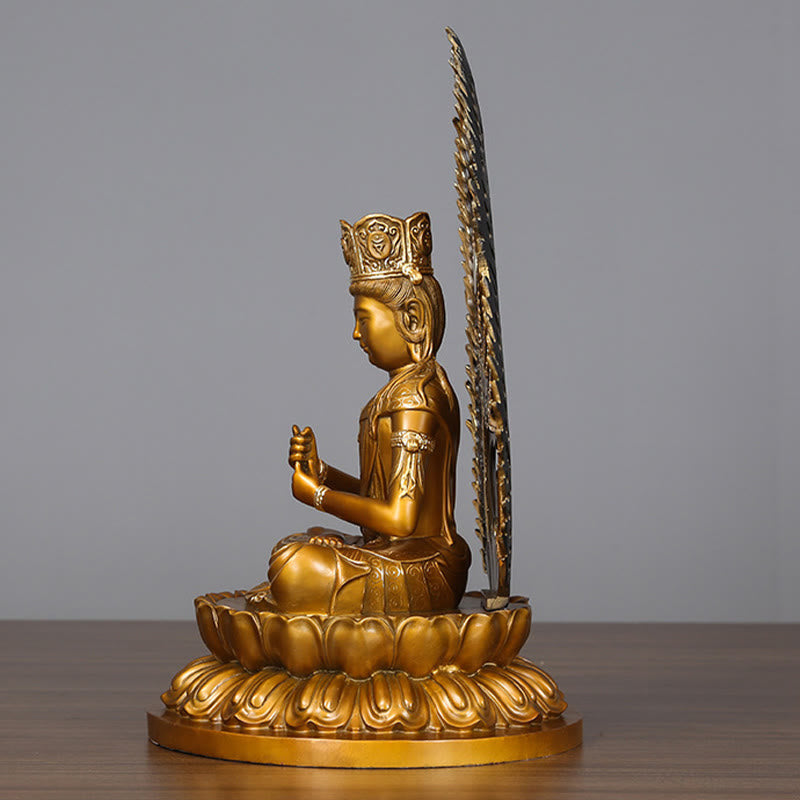 Tathagata Buddha Statue – side angle showing folded robes and elegant lotus seat base