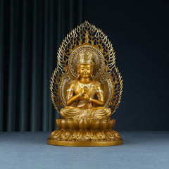 Tathagata Buddha Statue – serene enlightened copper figure in dhyana mudra seated pose