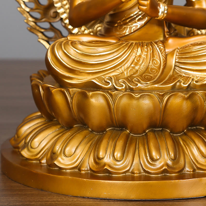 Tathagata Buddha Statue – dimension guide showing measurements for altar and shelf decor