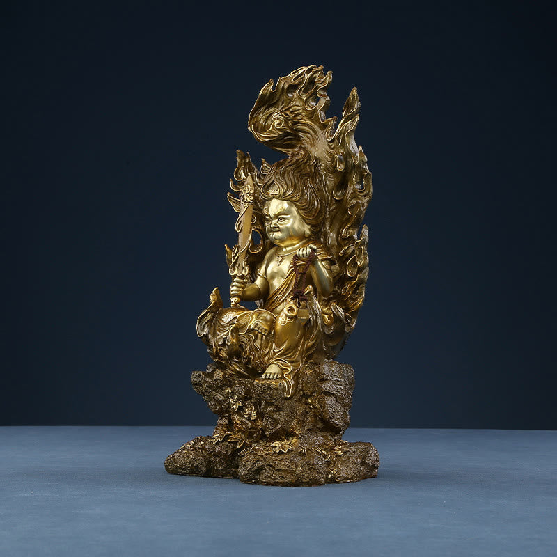 Acalanatha Buddha Statue – three-quarter angle showing serene gaze and ornamental headdress