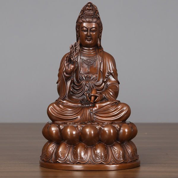 Kwan Yin Lotus Wealth Statue – right side holding vase, zen meditation figurine
