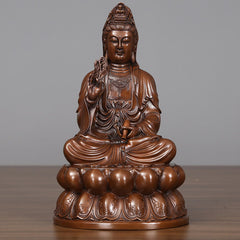 Kwan Yin Lotus Wealth Statue – right side holding vase, zen meditation figurine