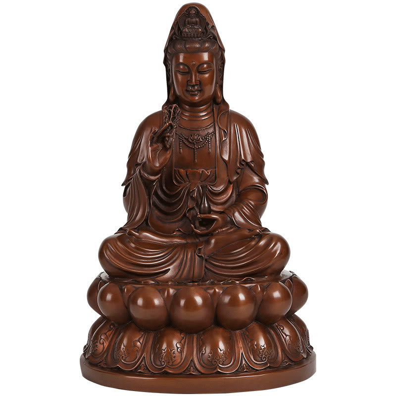 Kwan Yin Lotus Wealth Statue – gift box packaging, spiritual present idea