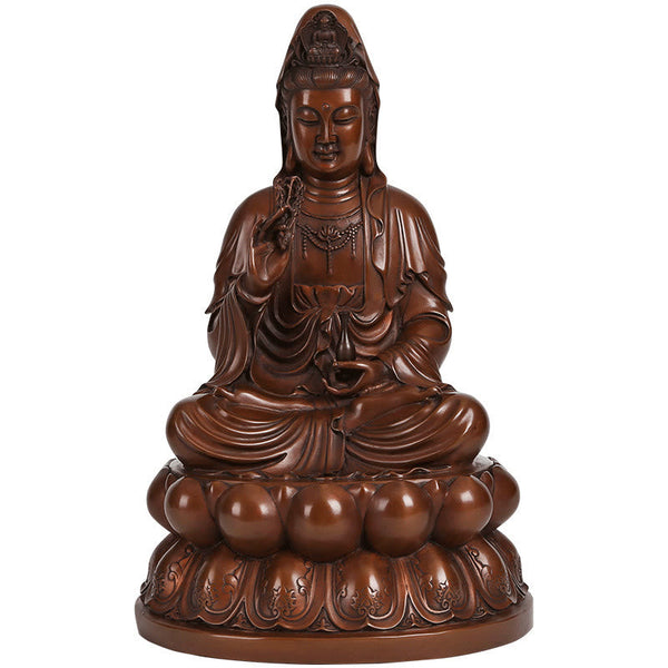 Kwan Yin Lotus Wealth Statue – gift box packaging, spiritual present idea