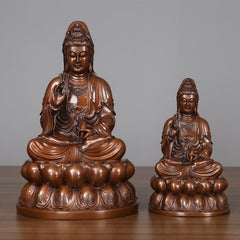 Kwan Yin Lotus Wealth Statue – left side profile detail, spiritual altar sculpture