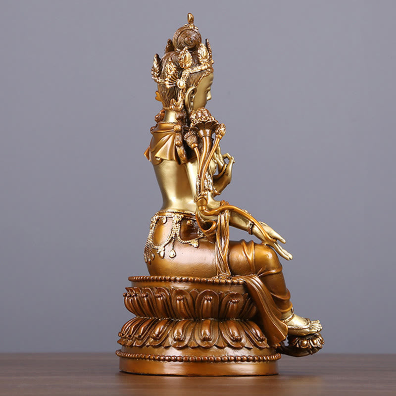Green Tara Protection Statue – size scale display, spiritual home offering gift