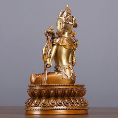 Green Tara Protection Statue – serene face close-up, copper bodhisattva craftsmanship