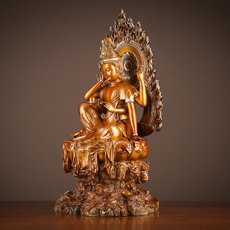 Kwan Yin Success Altar Statue – right side holding jewel, zen meditation figurine