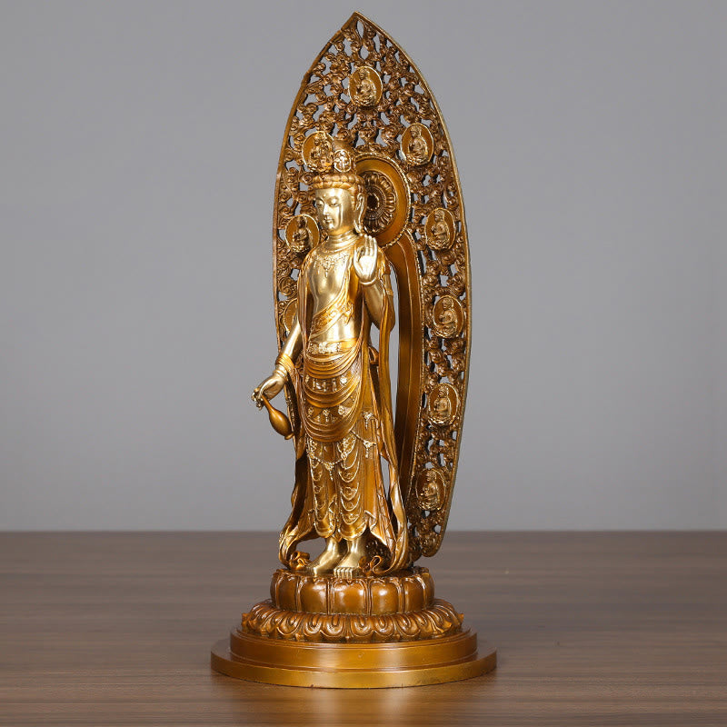 Kwan Yin Aura Harmony Statue – right side flowing robes view, zen meditation figurine